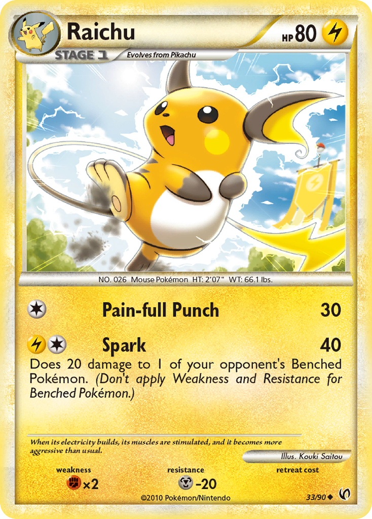 Raichu (33/90) [HeartGold & SoulSilver: Undaunted] | I Want That Stuff Brandon