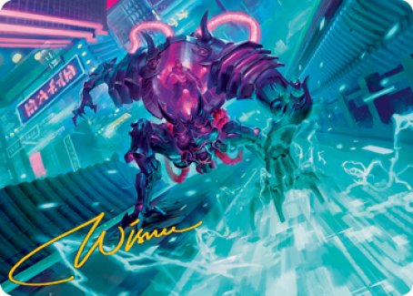 Surgehacker Mech Art Card (Gold-Stamped Signature) [Kamigawa: Neon Dynasty Art Series] | I Want That Stuff Brandon