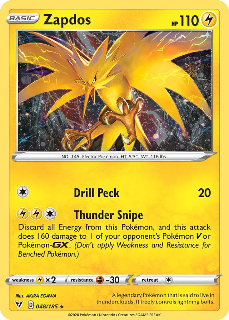 Zapdos (048/185) (Cosmos Holo) [Sword & Shield: Vivid Voltage] | I Want That Stuff Brandon