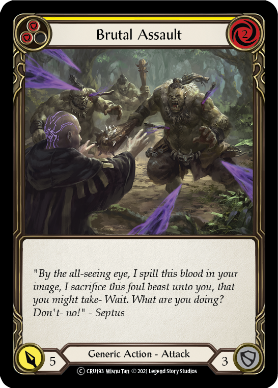 Brutal Assault (Yellow) (Rainbow Foil) [CRU193-RF] Unlimited Rainbow Foil | I Want That Stuff Brandon