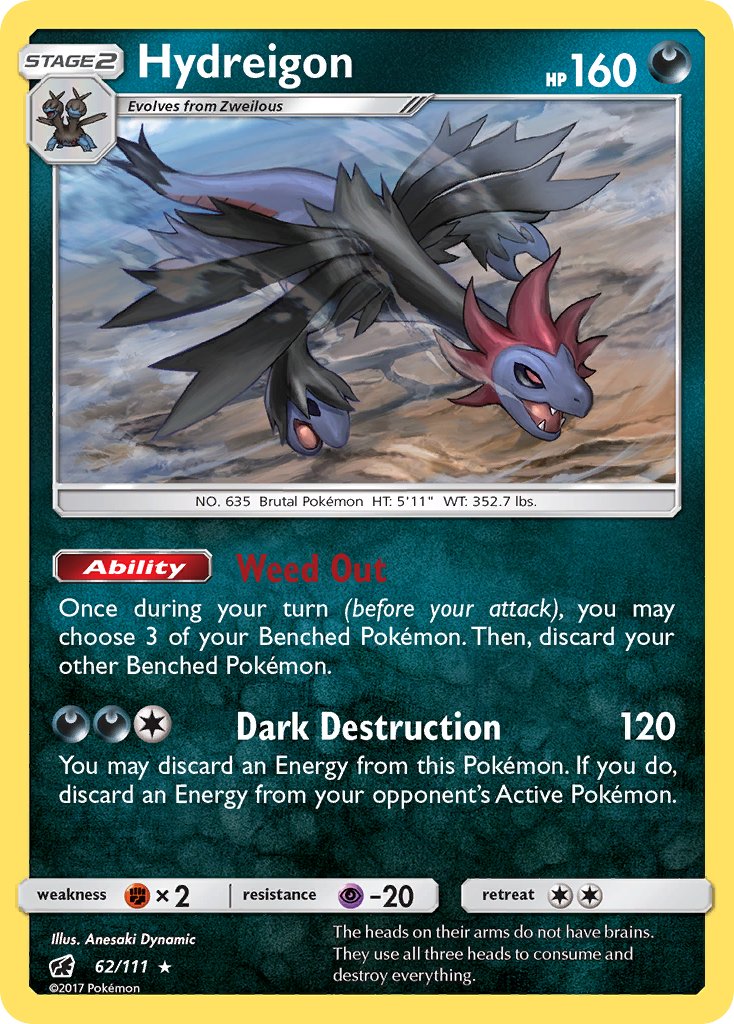 Hydreigon (62/111) (Cracked Ice Holo) (Theme Deck Exclusive) [Sun & Moon: Crimson Invasion] | I Want That Stuff Brandon