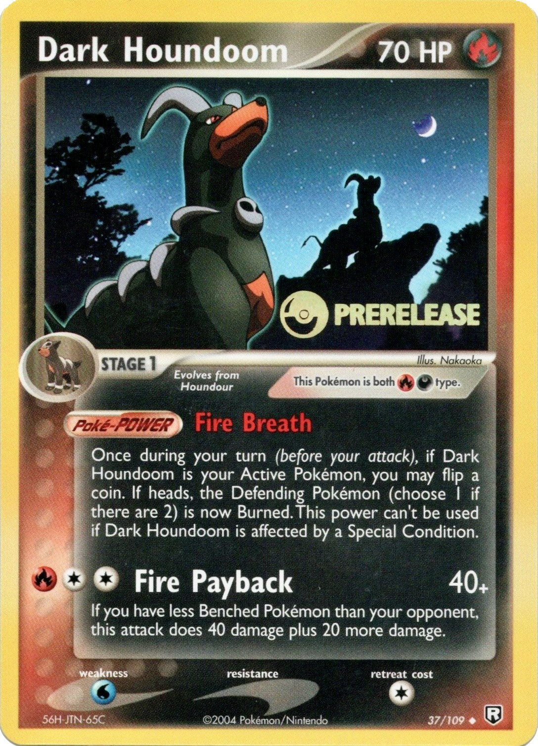 Dark Houndoom (37/109) (Prerelease Promo) [EX: Team Rocket Returns] | I Want That Stuff Brandon