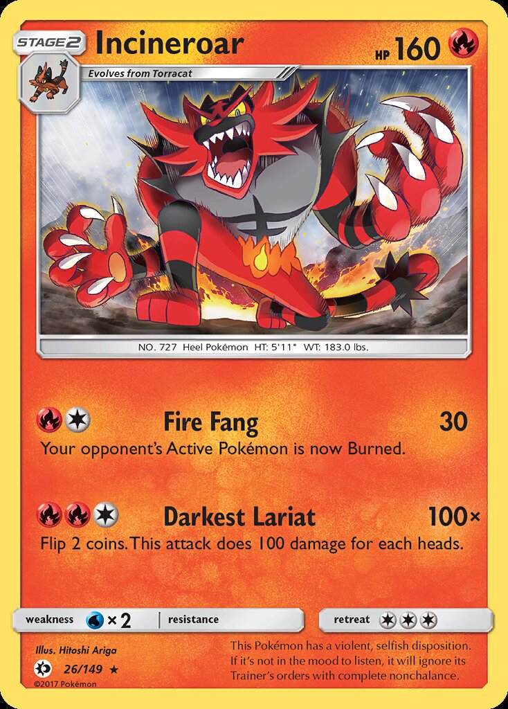 Incineroar (26/149) (Theme Deck Exclusive) [Sun & Moon: Base Set] | I Want That Stuff Brandon