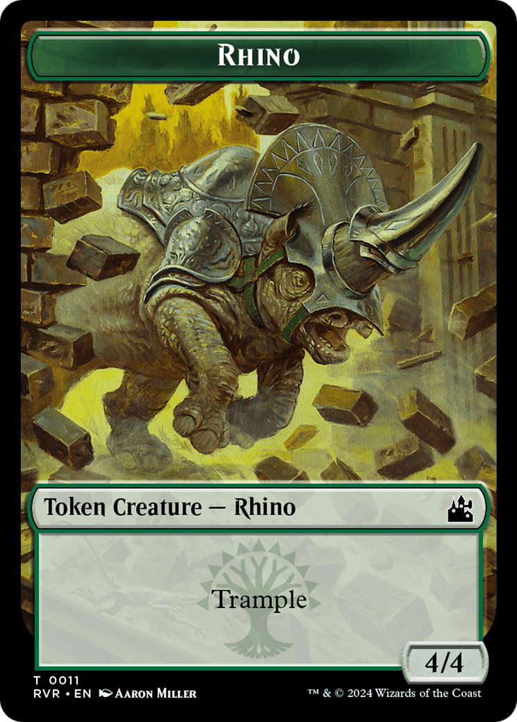Elf Knight // Rhino Double-Sided Token [Ravnica Remastered Tokens] | I Want That Stuff Brandon