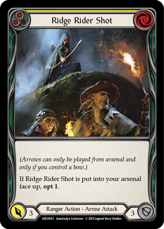 Ridge Rider Shot (Yellow) [ARC064-C] 1st Edition Rainbow Foil | I Want That Stuff Brandon