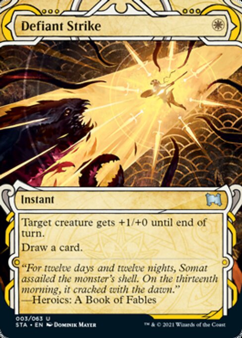 Defiant Strike (Foil Etched) [Strixhaven: School of Mages Mystical Archive] | I Want That Stuff Brandon