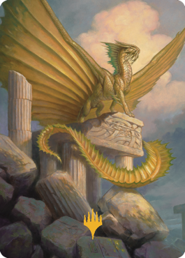 Ancient Gold Dragon Art Card (05) (Gold-Stamped Signature) [Commander Legends: Battle for Baldur's Gate Art Series] | I Want That Stuff Brandon