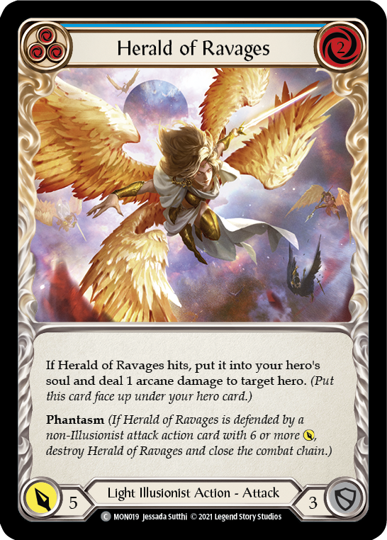 Herald of Ravages (Blue) (Rainbow Foil) [MON019-RF] 1st Edition Rainbow Foil | I Want That Stuff Brandon