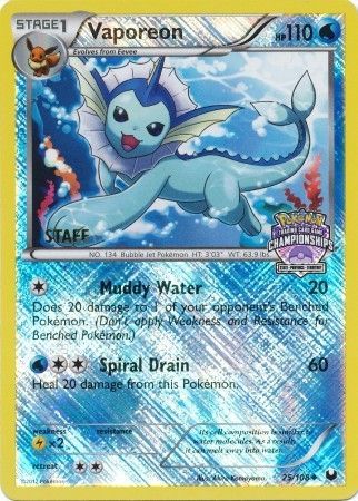 Vaporeon (25/108) (State Province Championship 2013 Promo Staff) [Black & White: Dark Explorers] | I Want That Stuff Brandon
