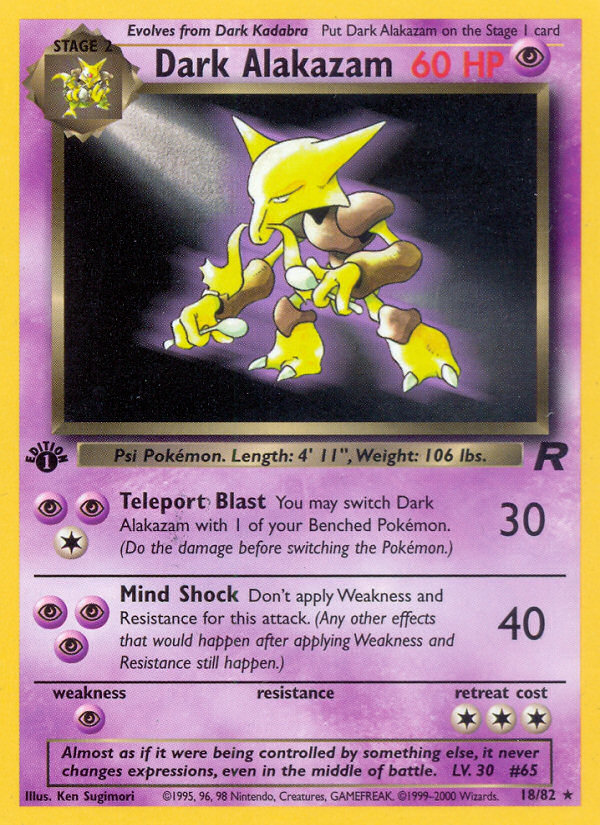 Dark Alakazam (18/82) [Team Rocket 1st Edition] | I Want That Stuff Brandon