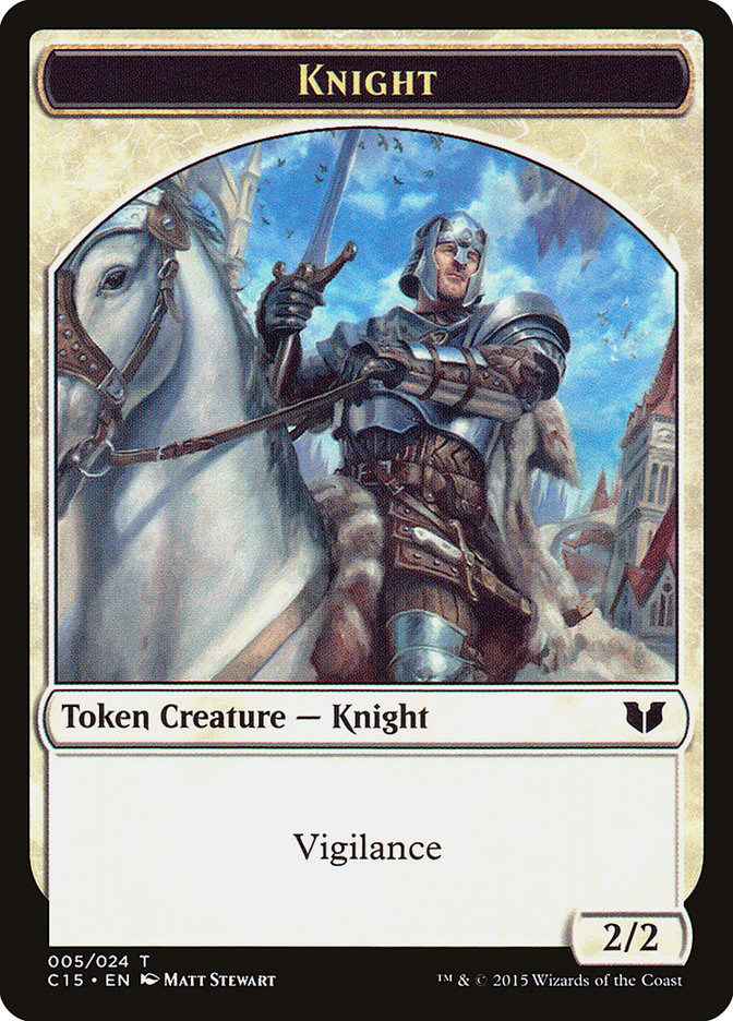 Knight (005) // Spirit (023) Double-Sided Token [Commander 2015 Tokens] | I Want That Stuff Brandon