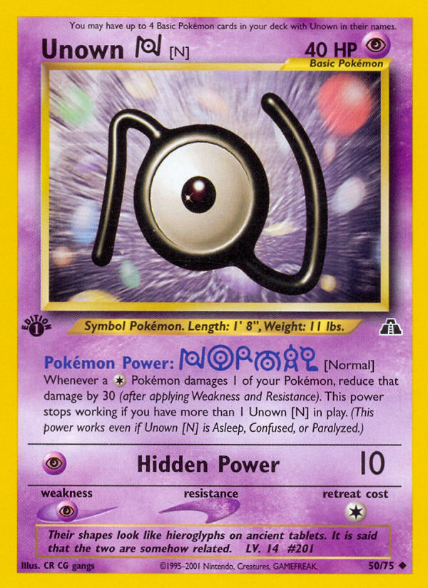 Unown [N] (50/75) [Neo Discovery 1st Edition] | I Want That Stuff Brandon