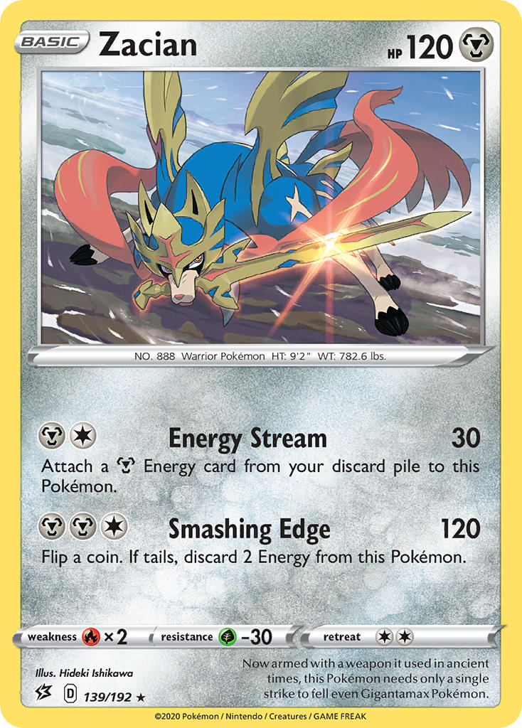 Zacian (139/192) (Cracked Ice Holo) (Theme Deck Exclusives) [Sword & Shield: Rebel Clash] | I Want That Stuff Brandon