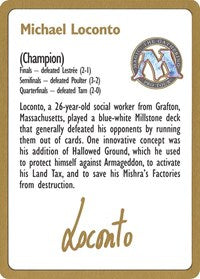 1996 Michael Loconto Biography Card [World Championship Decks] | I Want That Stuff Brandon