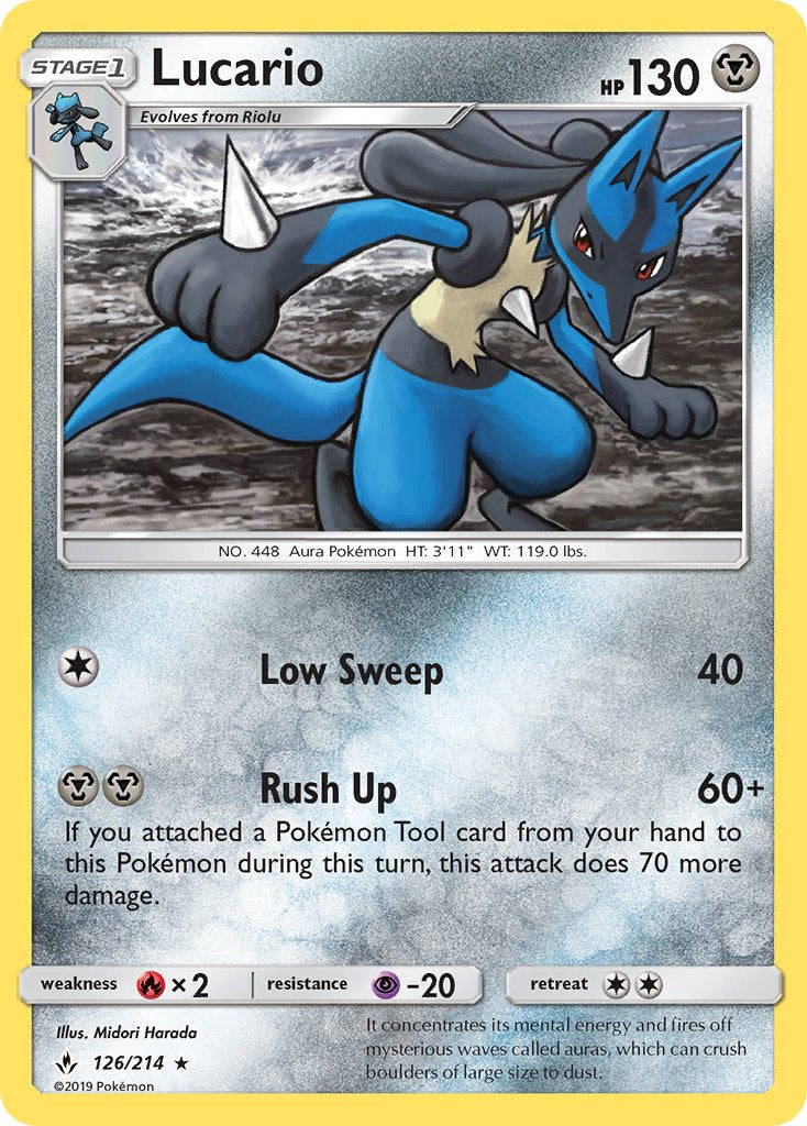 Lucario (126/214) (Theme Deck Exclusive) [Sun & Moon: Unbroken Bonds] | I Want That Stuff Brandon