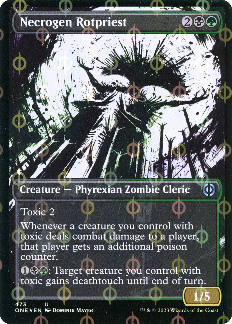 Necrogen Rotpriest (Borderless Ichor Step-and-Compleat Foil) [Phyrexia: All Will Be One] | I Want That Stuff Brandon