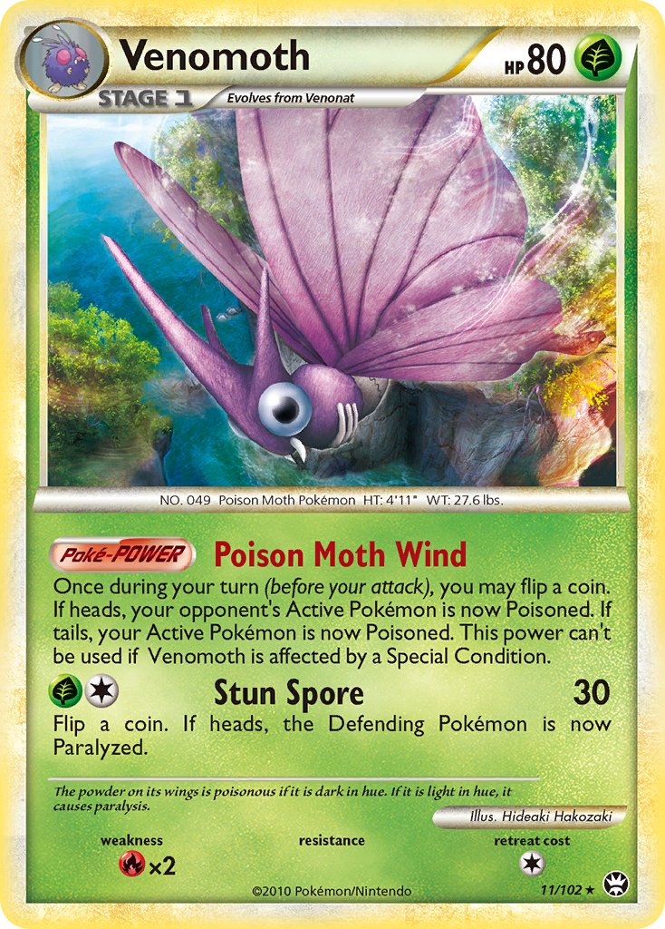 Venomoth (11/102) (Theme Deck Exclusive) [HeartGold & SoulSilver: Triumphant] | I Want That Stuff Brandon