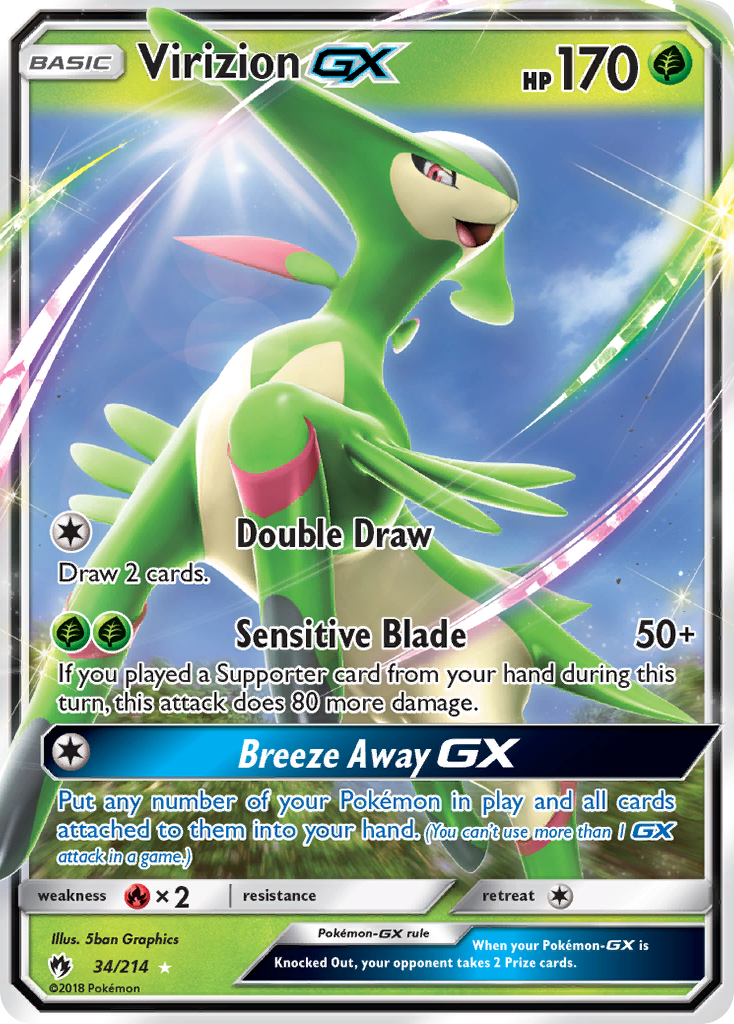 Virizion GX (34/214) [Sun & Moon: Lost Thunder] | I Want That Stuff Brandon