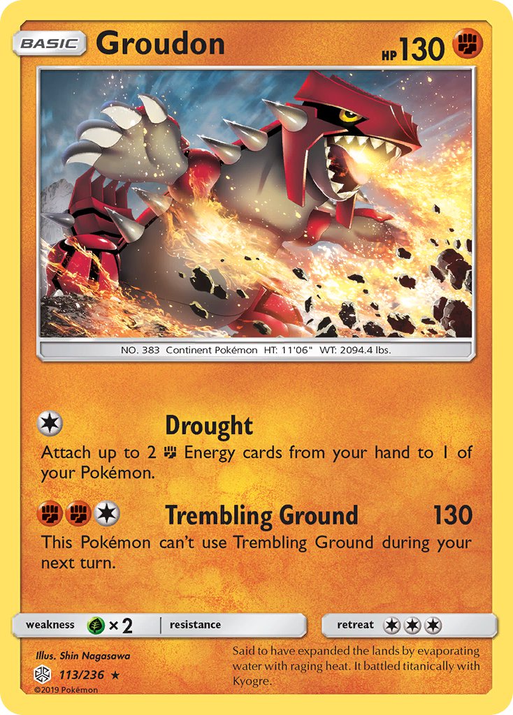 Groudon (113/236) (Cracked Ice Holo) (Theme Deck Exclusive) [Sun & Moon: Cosmic Eclipse] | I Want That Stuff Brandon