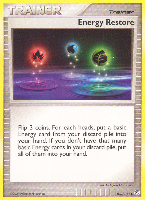 Energy Restore (106/130) [Diamond & Pearl: Base Set] | I Want That Stuff Brandon