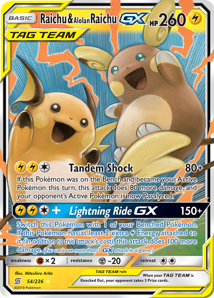 Raichu & Alolan Raichu GX (54/236) [Sun & Moon: Unified Minds] | I Want That Stuff Brandon