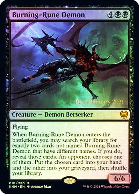 Burning-Rune Demon [Kaldheim Prerelease Promos] | I Want That Stuff Brandon