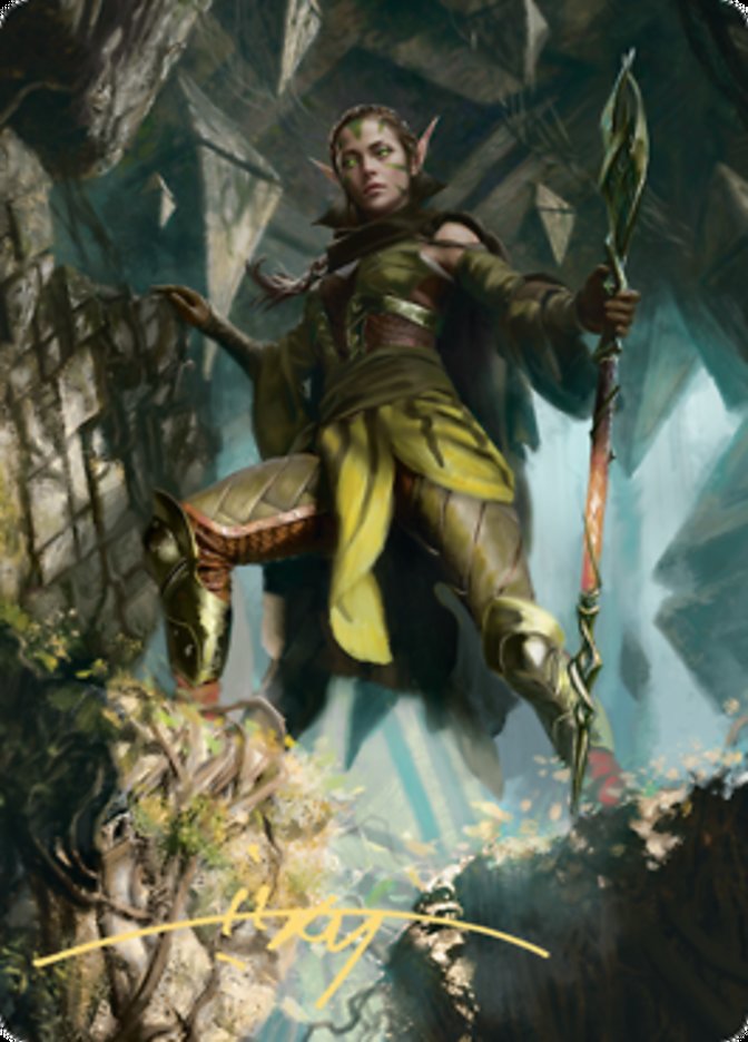 Nissa of Shadowed Boughs 1 Art Card (Gold-Stamped Signature) [Zendikar Rising Art Series] | I Want That Stuff Brandon