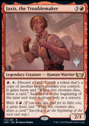 Jaxis, the Troublemaker (Promo Pack) [Streets of New Capenna Promos] | I Want That Stuff Brandon