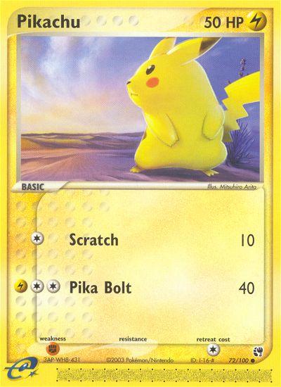 Pikachu (72/100) [EX: Sandstorm] | I Want That Stuff Brandon