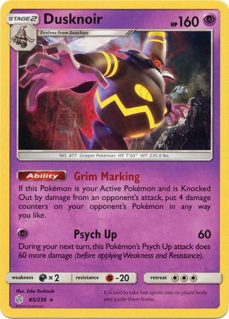 Dusknoir (85/236) (Theme Deck Exclusive) [Sun & Moon: Cosmic Eclipse] | I Want That Stuff Brandon