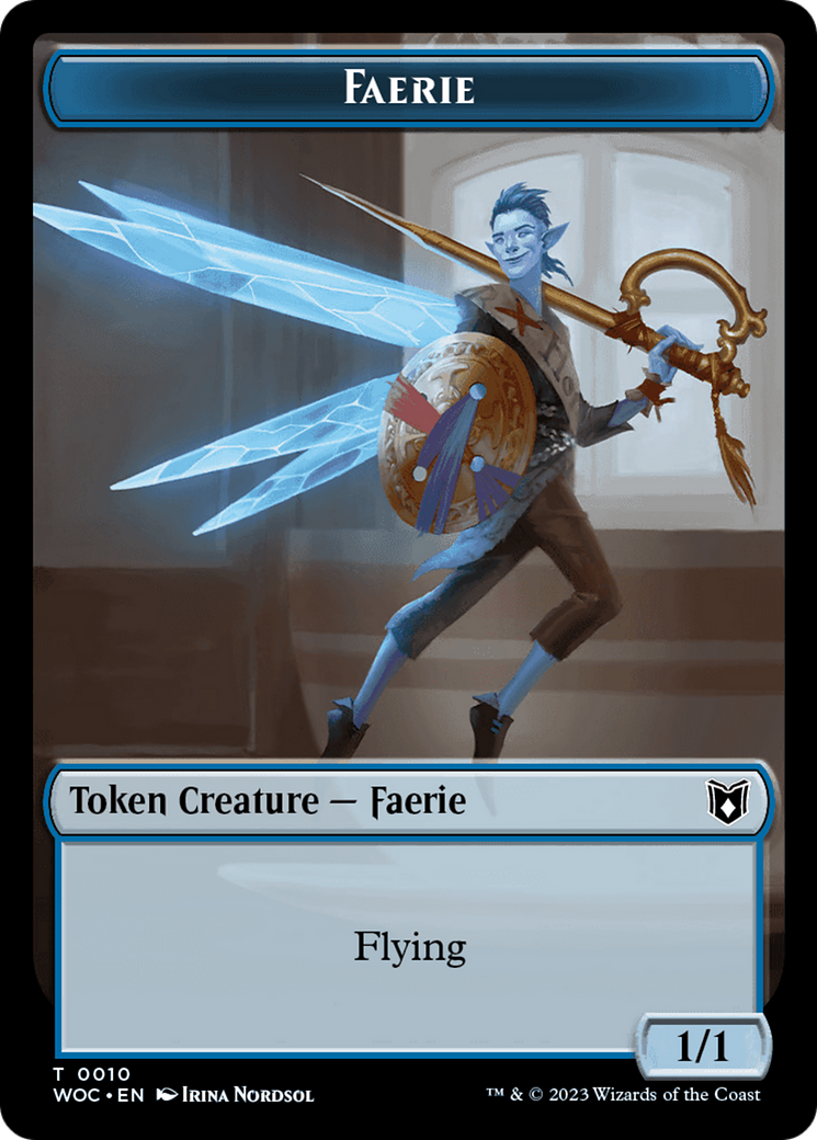 Faerie // Saproling Double-Sided Token [Wilds of Eldraine Commander Tokens] | I Want That Stuff Brandon