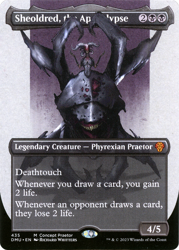 Sheoldred, the Apocalypse (Borderless Concept Praetors) [Phyrexia: All Will Be One] | I Want That Stuff Brandon