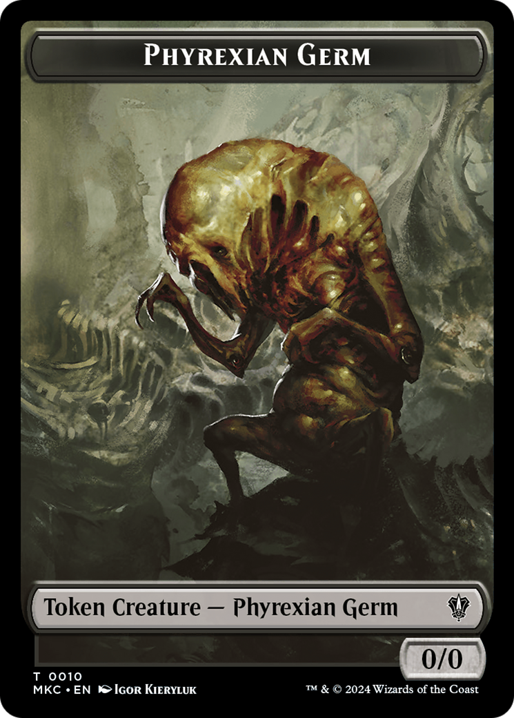 Spirit // Phyrexian Germ Double-Sided Token [Murders at Karlov Manor Commander Tokens] | I Want That Stuff Brandon