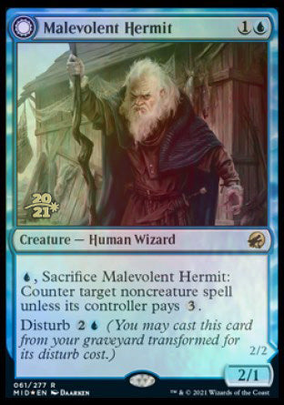 Malevolent Hermit // Benevolent Geist [Innistrad: Midnight Hunt Prerelease Promos] | I Want That Stuff Brandon