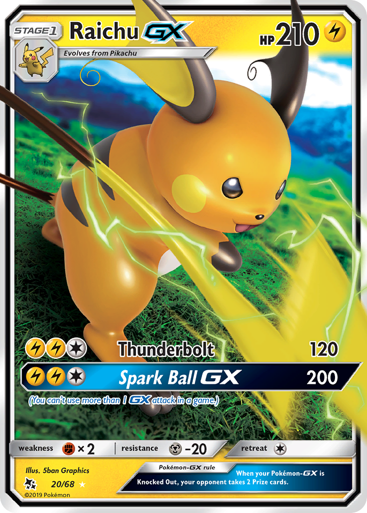 Raichu GX (20/68) [Sun & Moon: Hidden Fates] | I Want That Stuff Brandon