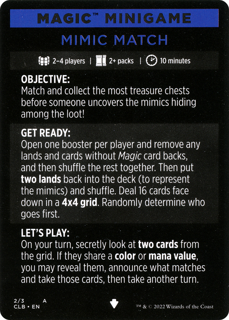 Mimic Match (Magic Minigame) [Commander Legends: Battle for Baldur's Gate Minigame] | I Want That Stuff Brandon