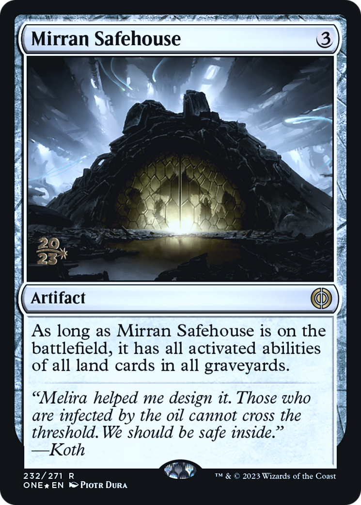 Mirran Safehouse [Phyrexia: All Will Be One Prerelease Promos] | I Want That Stuff Brandon