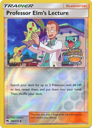 Professor Elm's Lecture (188/214) (Regional Championship Promo Staff) [Sun & Moon: Lost Thunder] | I Want That Stuff Brandon