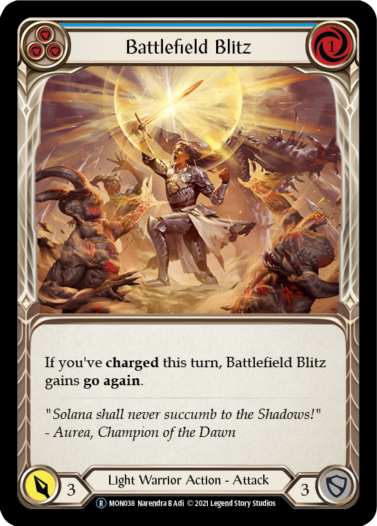 Battlefield Blitz (Blue) (Rainbow Foil) [U-MON038-RF] Unlimited Edition Rainbow Foil | I Want That Stuff Brandon