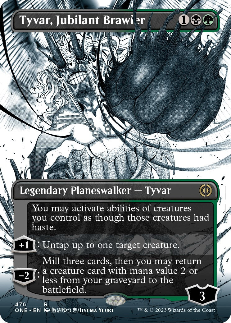 Tyvar, Jubilant Brawler (Borderless Manga Step-and-Compleat Foil) [Phyrexia: All Will Be One] | I Want That Stuff Brandon