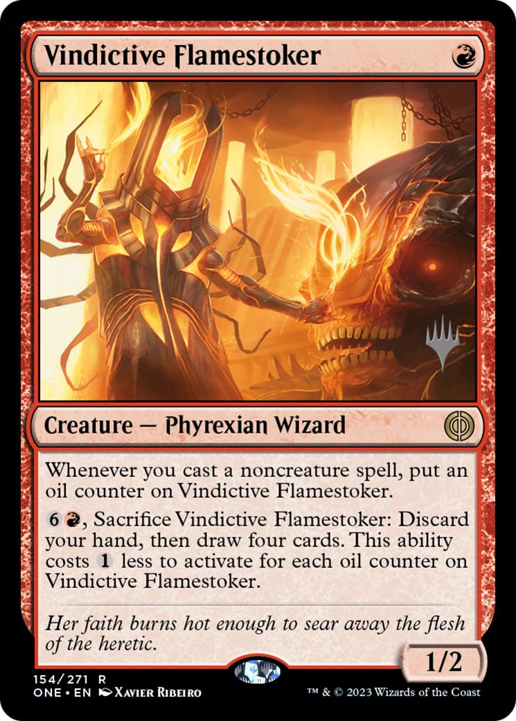 Vindictive Flamestoker (Promo Pack) [Phyrexia: All Will Be One Promos] | I Want That Stuff Brandon