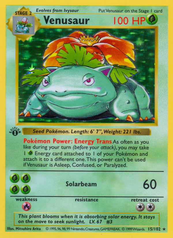 Venusaur (15/102) (Shadowless) [Base Set 1st Edition] | I Want That Stuff Brandon