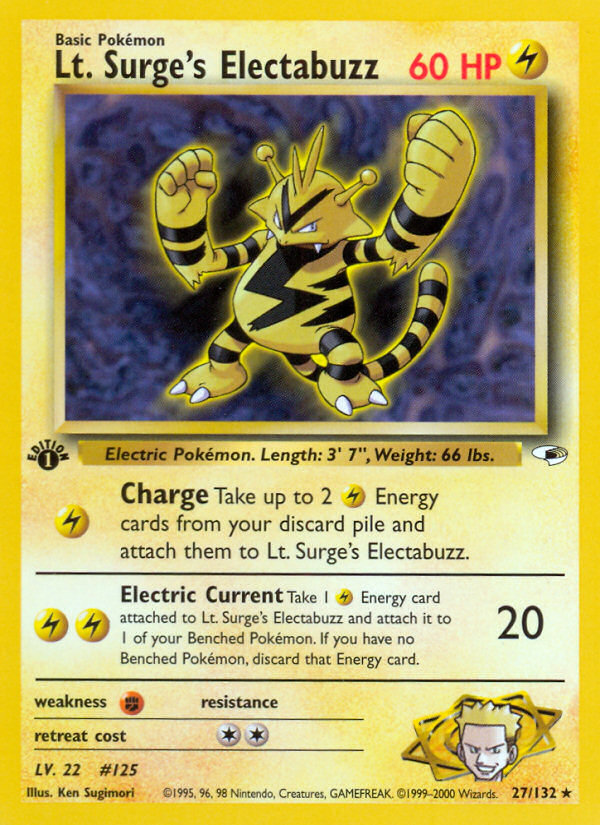 Lt. Surge's Electabuzz (27/132) [Gym Heroes 1st Edition] | I Want That Stuff Brandon