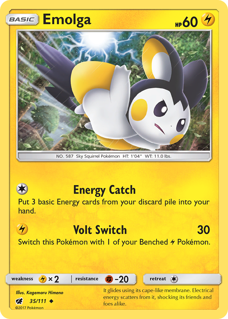 Emolga (35/111) [Sun & Moon: Crimson Invasion] | I Want That Stuff Brandon