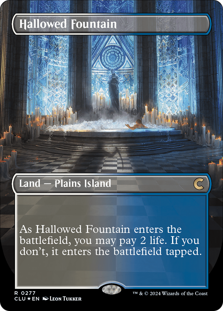 Hallowed Fountain (Borderless) [Ravnica: Clue Edition] | I Want That Stuff Brandon