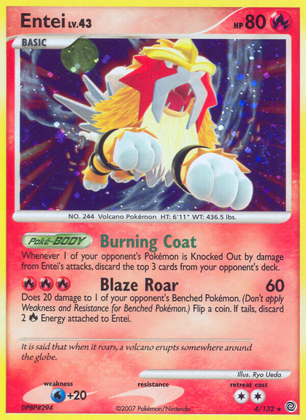 Entei (4/132) (Cracked Ice Holo) [Diamond & Pearl: Secret Wonders] | I Want That Stuff Brandon