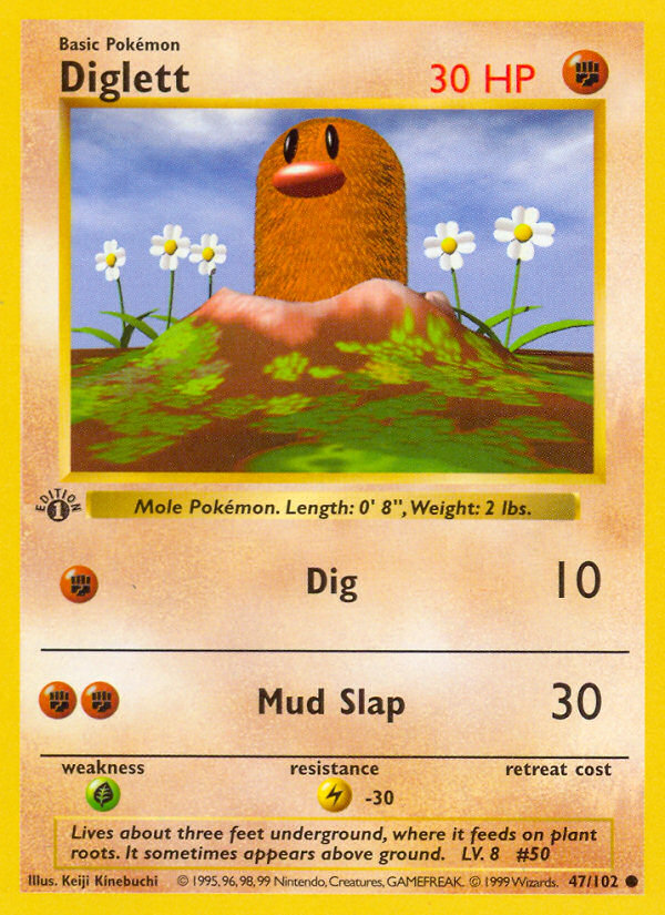 Diglett (47/102) (Shadowless) [Base Set 1st Edition] | I Want That Stuff Brandon