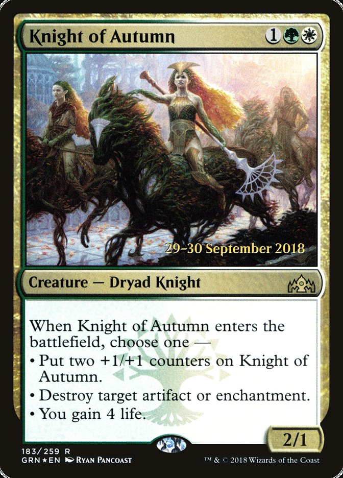 Knight of Autumn [Guilds of Ravnica Prerelease Promos] | I Want That Stuff Brandon
