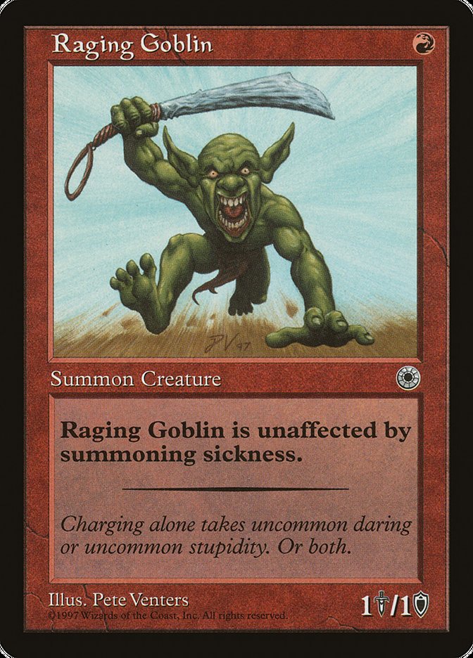Raging Goblin (With Flavor Text) [Portal] | I Want That Stuff Brandon