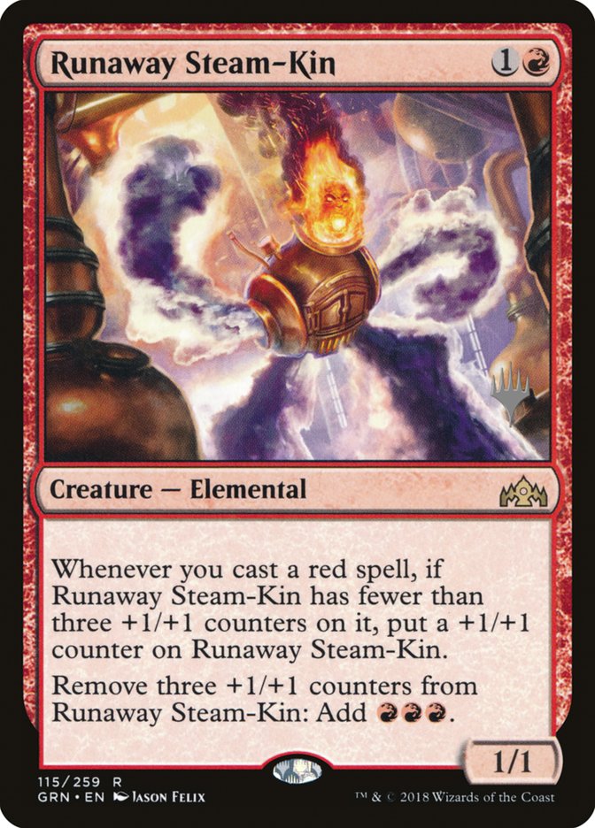 Runaway Steam-Kin (Promo Pack) [Guilds of Ravnica Promos] | I Want That Stuff Brandon